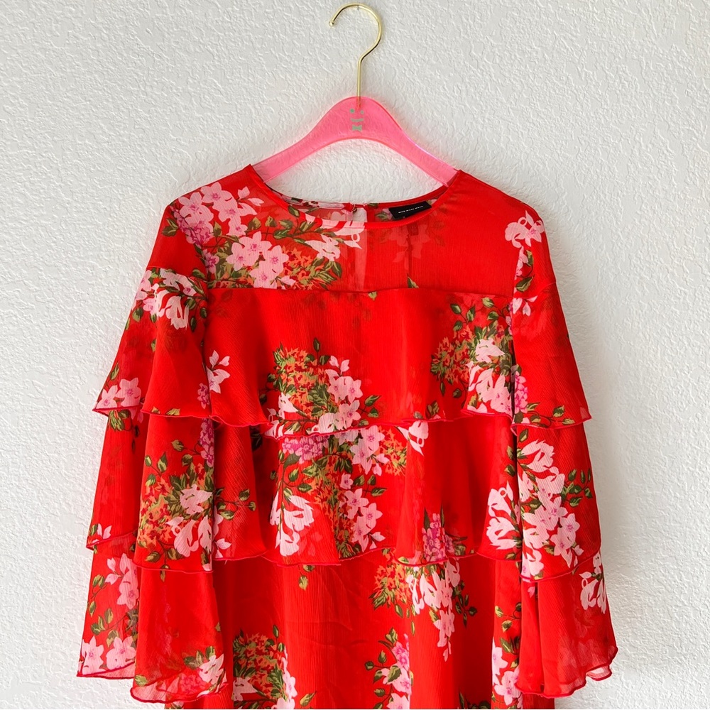 NWT Who What Wear Ruffle Tiered Bouquet Floral Dress Size X-Small - Picture 2 of 9
